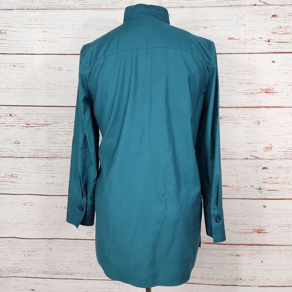 CHICOS Urban Wildflower Teal Blue Tunic Top Size 10 - Picture 3 of 6